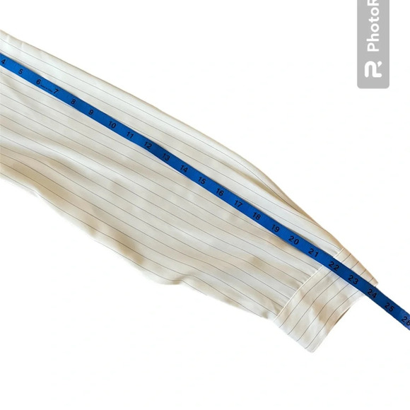 Covington Woman Long Sleeve Pin Striped Button Down Blouse Cream Gray 20W - Picture 6 of 9